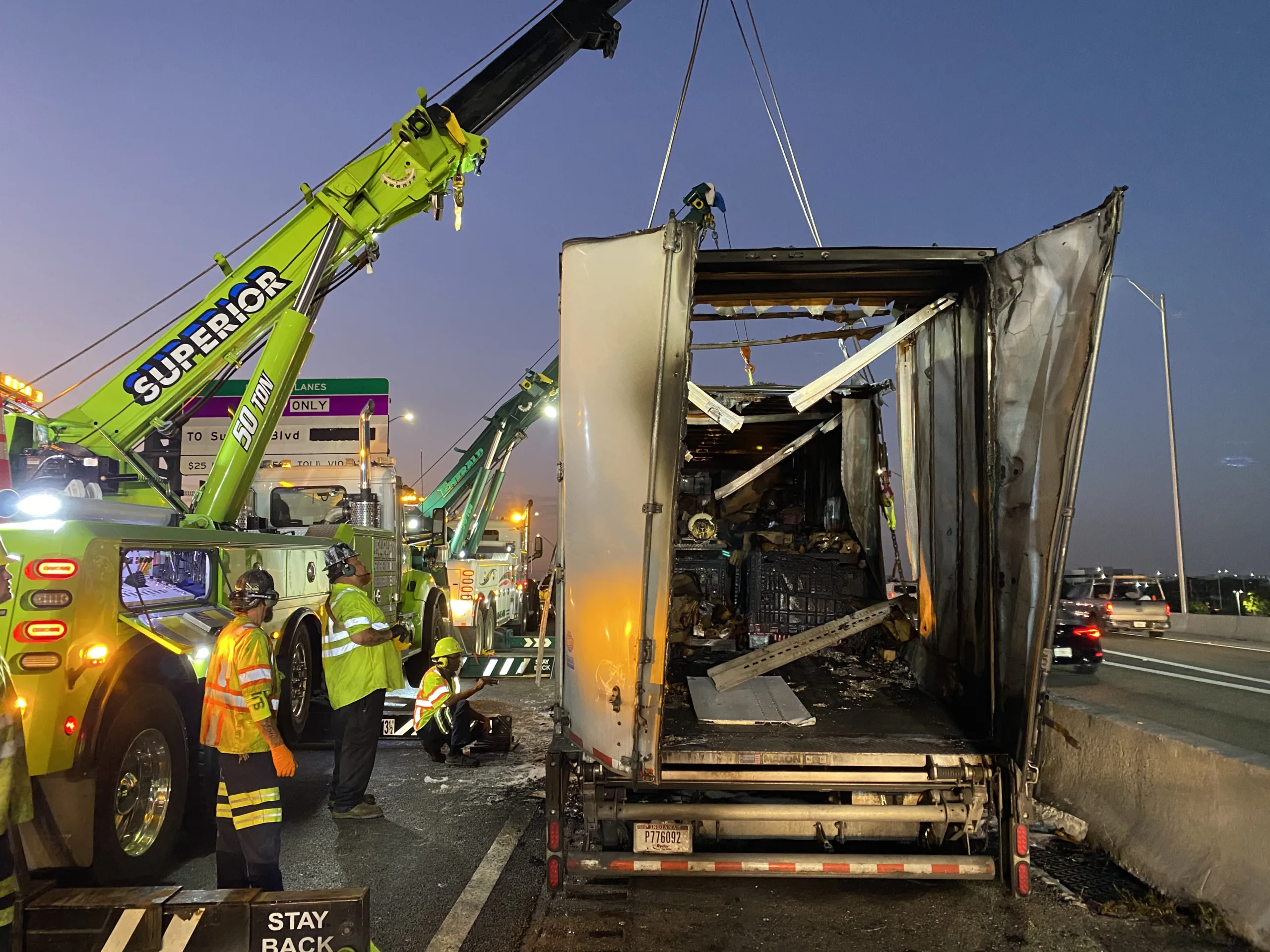 Emergency accident cleanup and box truck recovery by Superior Towing in Davie FL